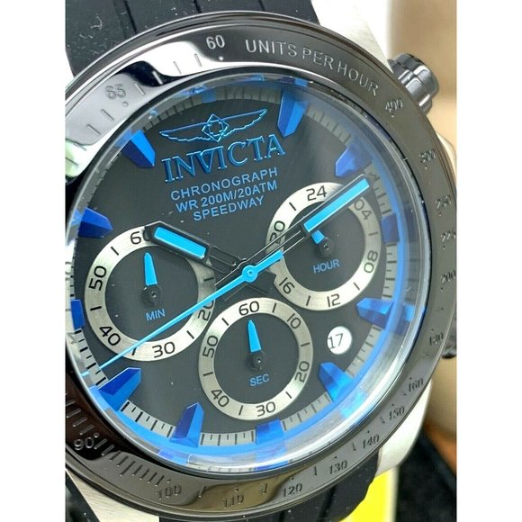Invicta Men's Watch 17193 Speedway Chronograph Quartz Blue Black Rubber Band - Picture 11 of 12
